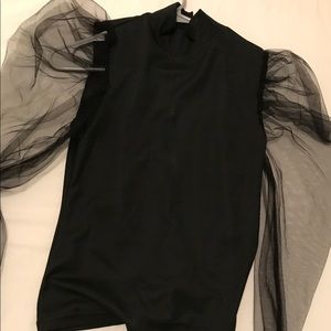 Statement top with sheer puff sleeve